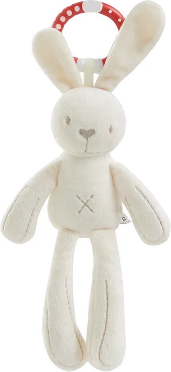 Hello World Knuffel Konijntje | Rammelaar | bijtring | White bunny | Rabbit | Kraam cadeau | Kado Tip |